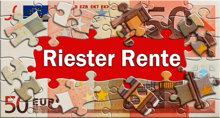 Riester Rente  - Puzzle - Geldschein