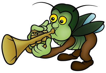 Bug and Trumpet - Cartoon Illustration