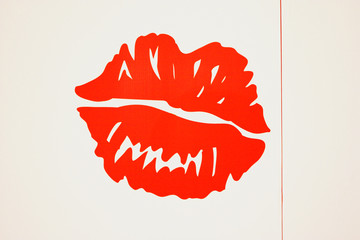 red hot lip on the line of paper