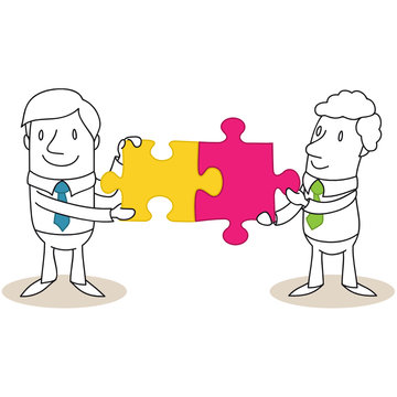 Gesch&auml;ftsmann, Puzzleteile, Teamwork 2