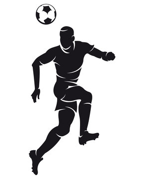 recommend clip art: Vector football (soccer) player silhouette with ball isolated