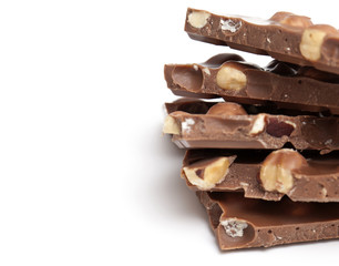 chocolate with hazelnuts and empty space for your text