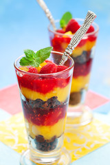 raspberry and peach trifle