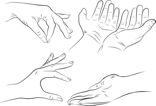 hand gestures set on white background - freehand