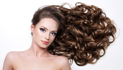 Woman with long beauty hair