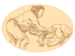 Japanese Sumo Wrestler Sketch