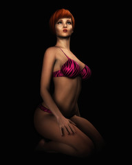 Digital Glamour Illustration of Bikini Model