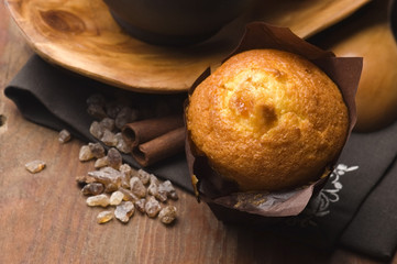 Homemade cinnamon muffins with coffe