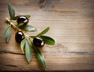 Olives on a Wood background