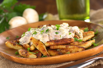 Schupfnudeln (Swabian potato noodles) with mushroom