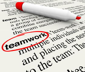 Obraz premium Teamwork Dictionary Definition Word Circled