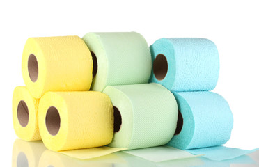 rolls of toilet paper isolated on white