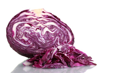 Obraz premium sliced ​red cabbage isolated on white