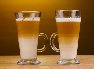 Fragrant сoffee latte in glass cups