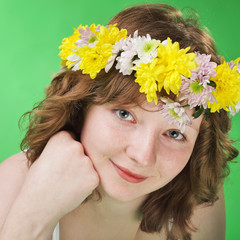 young woman with flower diadem