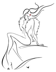 Beautiful woman in fur. Vector illustration Isolated.