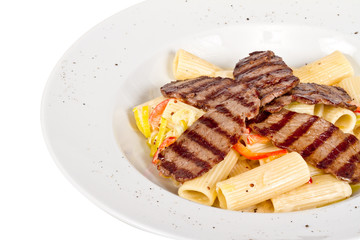 Rigatoni pasta with a beef and sauce