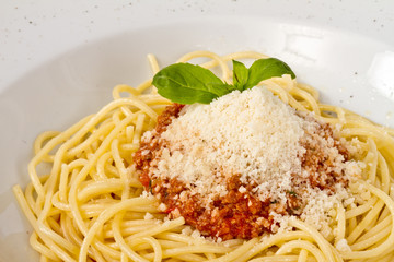 spaghetti pasta with tomato beef sauce