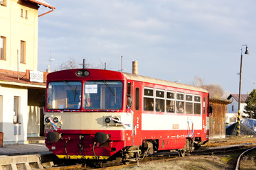 Fototapeta na wymiar engine carriage at railway station of Dobruska, Czech Republic