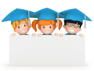 3D render of kids and blankboard © Gouraud Studio