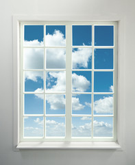 Modern residential window with clouds (includes clipping path)