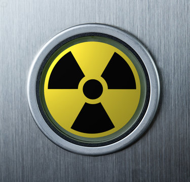 Button with radioactive sign