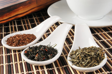 Samples of whole leaf teas