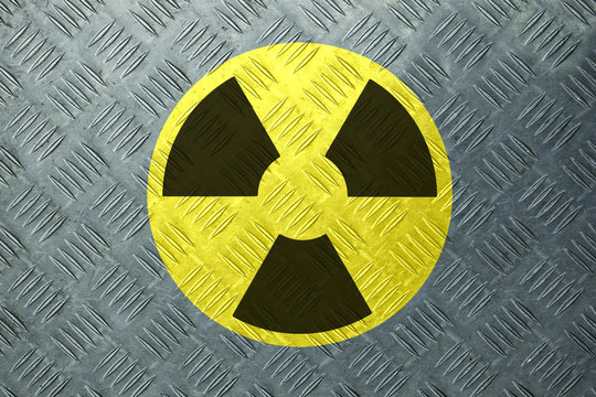 Radioactivity sign on metal