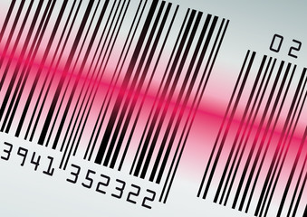 Barcode mit rotem Laserstrahl