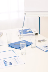 Fototapeta na wymiar Office supply on table before business meeting