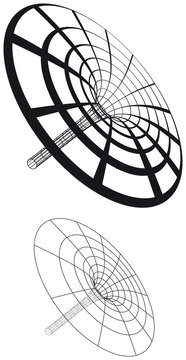 Black hole funnel generated with circles and lines. Illustration on white background. Vector.