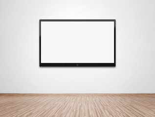Blank TV at the wall with clipping path for the screen