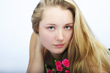 Fototapeta premium beautiful girl with flower