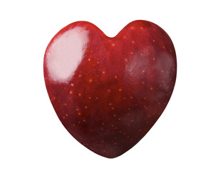 Red apple heart on white