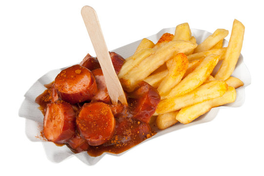Curry sausage and chips