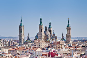 Our Lady of the Pillar Basilica at Zaragoza, Spain - obrazy, fototapety, plakaty