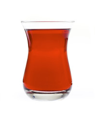 Turkish tea in traditional glass isolated on white side view