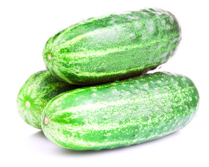 Three cucumber isolated on a white background