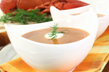 gekochte Hummercremesuppe