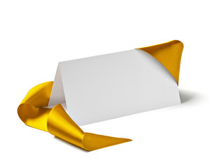 greeting card with ribbon note christmas