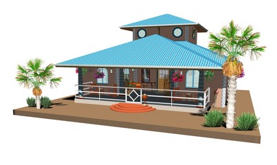 Obraz premium Villino Tropicale-Bungalow-Tropical House-3d