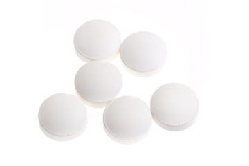 White Pills isolated on white background