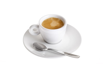 Classic espresso cup filled isolated on white