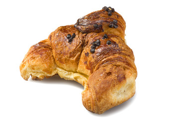 Fresh and tasty croissant on the white