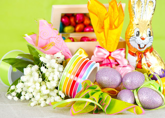 easter decoration. eggs and flowers