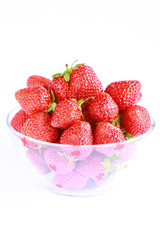Fresh red strawberries isolated on white