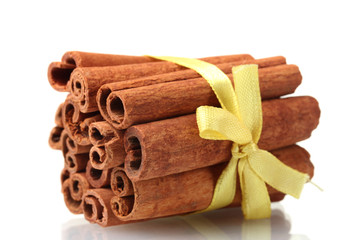 Cinnamon sticks isolated on white