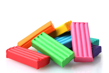 Fototapeta premium Children bright\ plasticine isolated on white