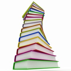 Stacks of books isolated on white background