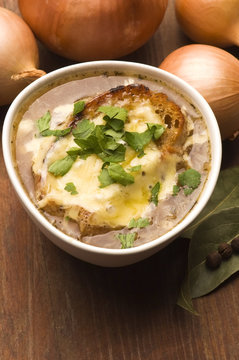 French onion soup with ingredients